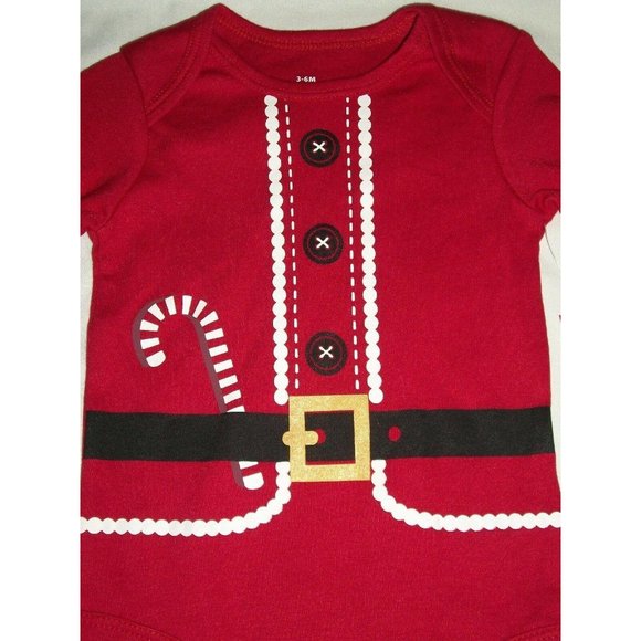 Santa Suit Red Christmas Long Sleeve Bodysuit 0-3 Months Boy Girl Baby Costume - Picture 1 of 4